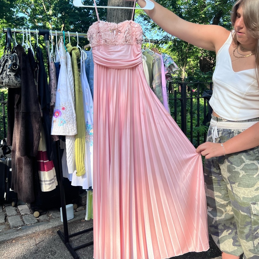 Pink Satin Evening Gown